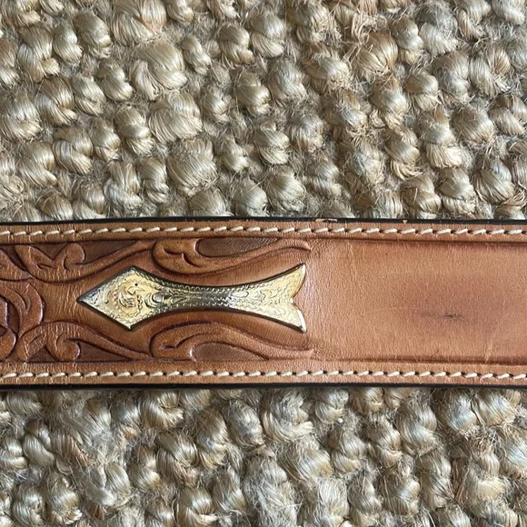 Larry Mahan - Vintage, Western Leather Belt w/San Dimas Brass Buckle size 30